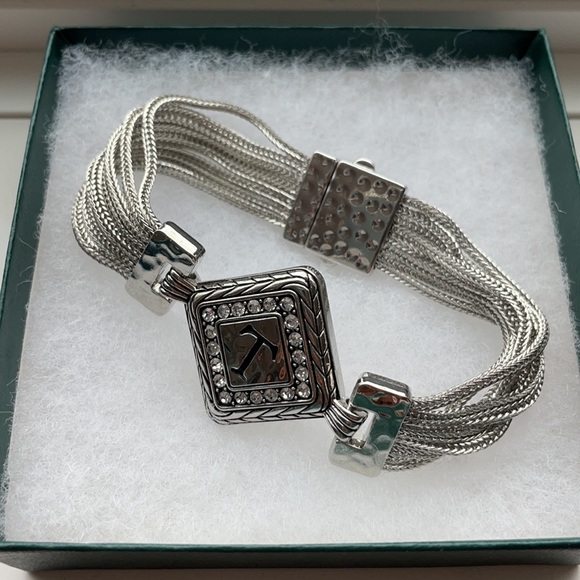 Silver Metal Monogram T Multi-Strand Chain Bracelet - Picture 2 of 7